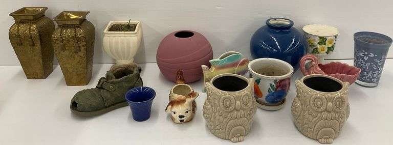 Variety of Ceramic Vases & Planters including Lefton, Haeger and More image
