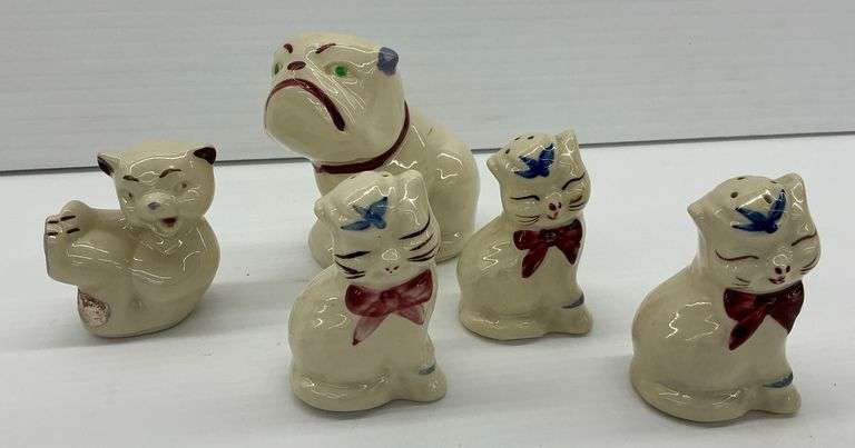 Shawnee Pottery Group: Bear, Bulldog, and Cat Salt & Pepper Shakers image