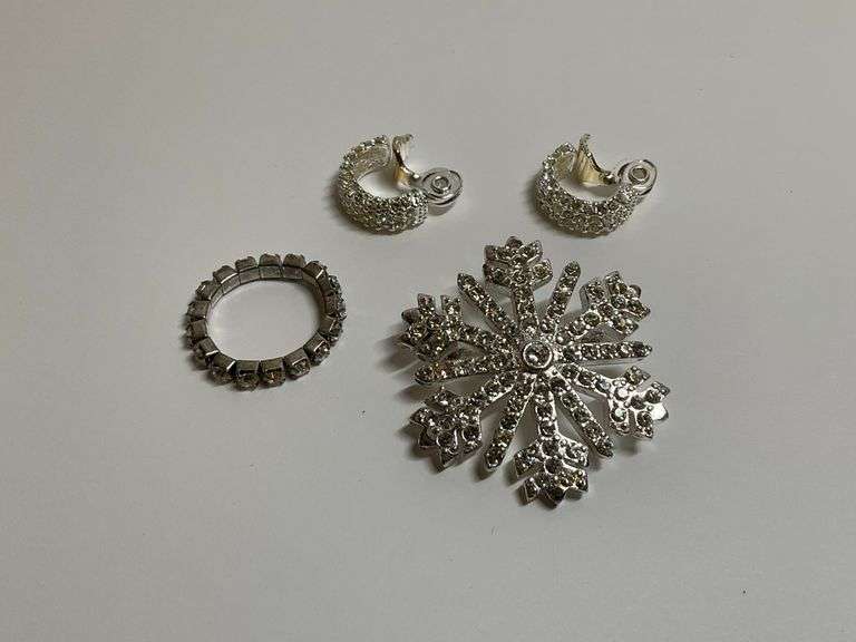 Vintage Jewelry - Snowflake Brooch, Ring and Earrings image