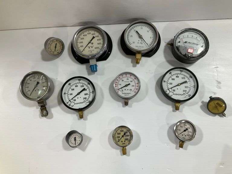 Mixed Lot of Pressure Gauges - Ashcroft, Marsh, Miljoco, Airflow Systems, and More image