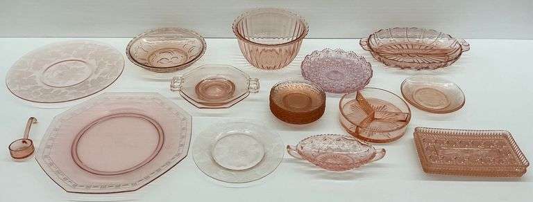 Pink Depression Glass Dishes and Bowls image