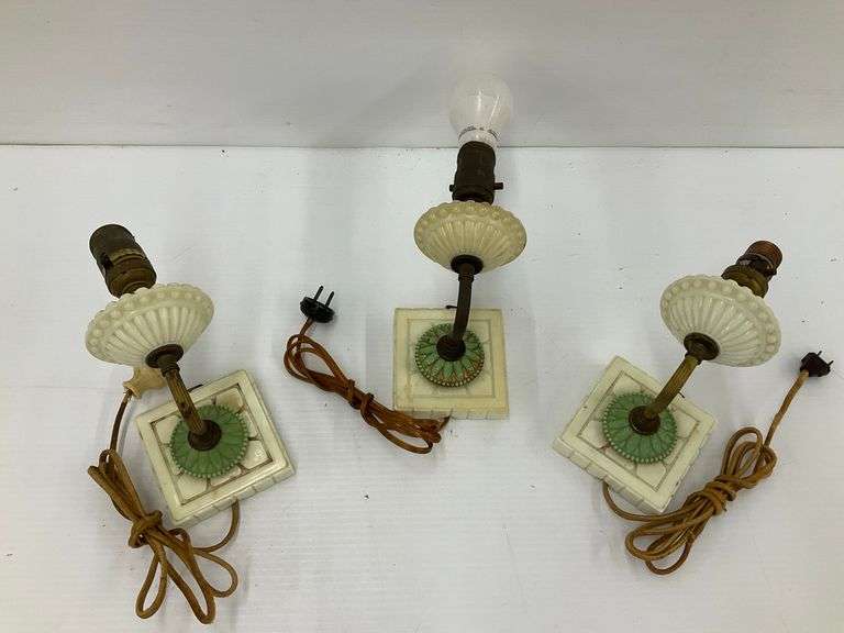 Vintage Uranium Glass Wall Lamps, Set of 3 image