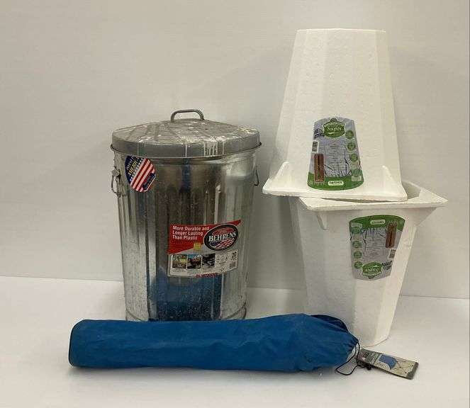 Outdoor Items: Behrens 20 Gallon Trash Can, Plant Protectors, Folding Chair image