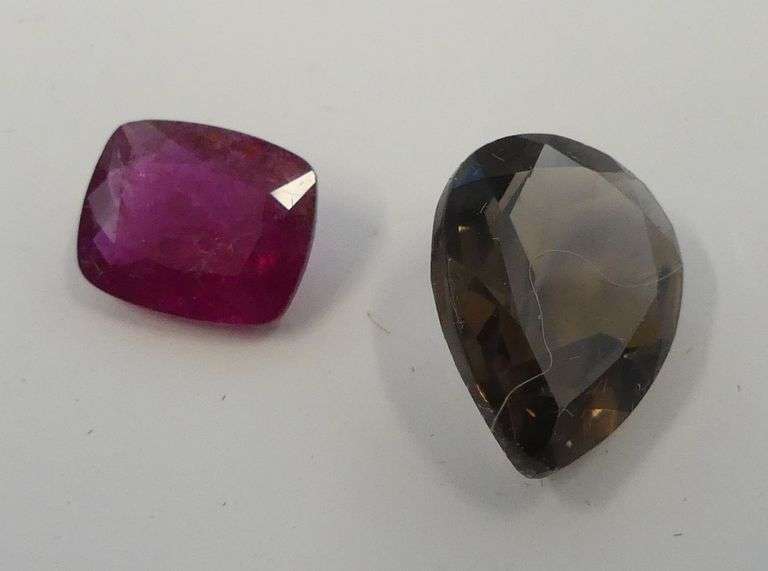 Faceted Ruby and Smoky Quartz Gemstones....10.90 carats image