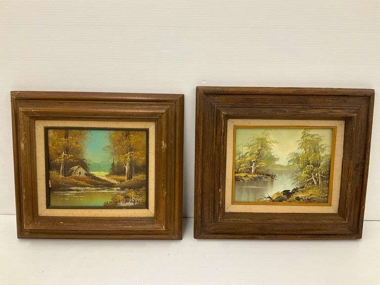 Two Framed Landscape Oil Paintings on Canvas image