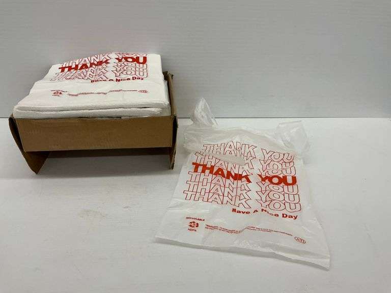 Box of "Thank You Have a Nice Day" Plastic Shopping Bags image