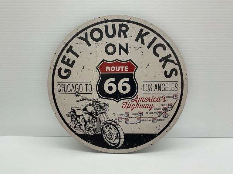 Route 66 Motorcycle Metal Sign - Chicago to Los Angeles image