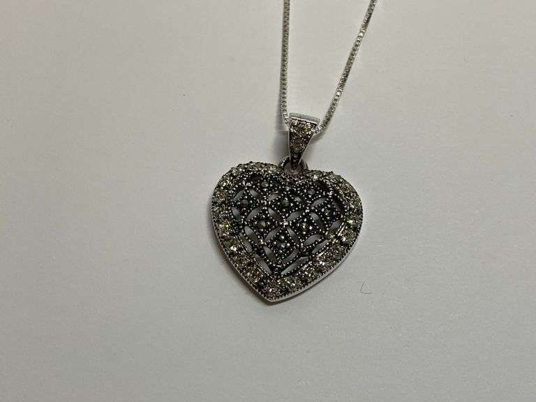 Sterling Silver Marcasite Heart Pendant Necklace image