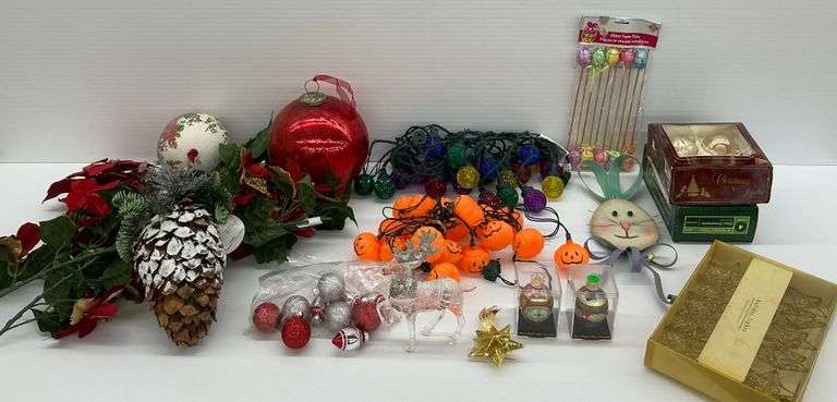 Holiday & Seasonal Decor Lot: Ornaments, Lights, and More image