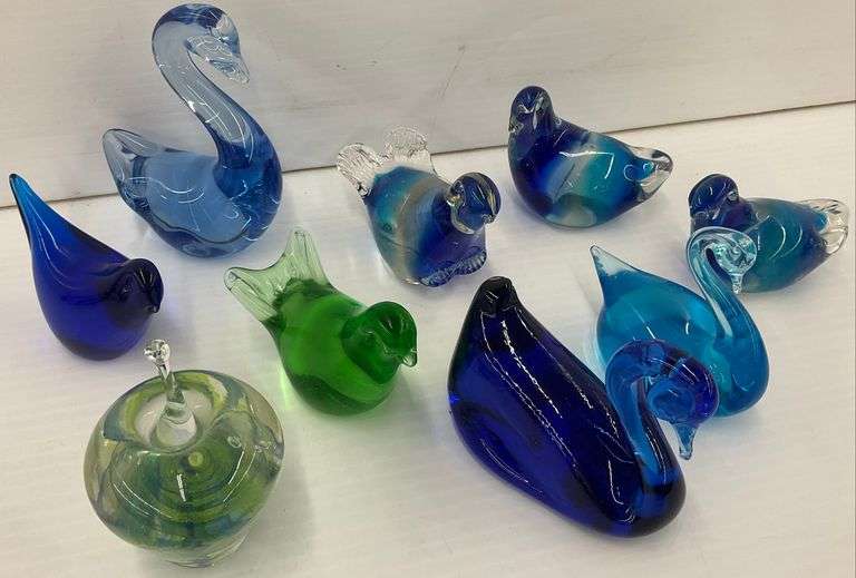Colorful Art Glass Bird and Swan Figurines image