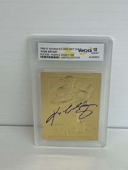 1996-97 Skybox EX-2000 23KT Gold Kobe Bryant Rookie Purple Signature Card image