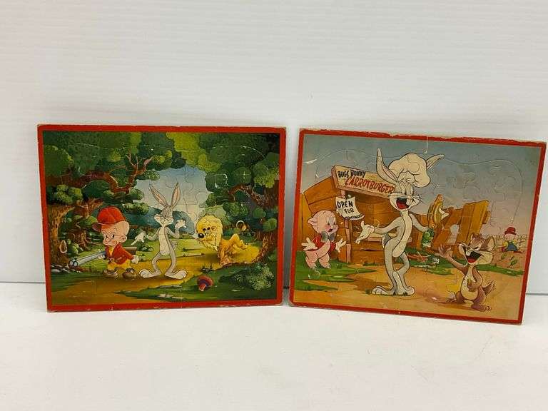 Two Vintage Warner Brothers Cartoon Jigsaw Puzzles image