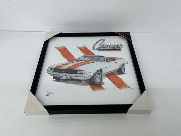 Framed Print of 1969 Chevy Camaro Convertible, Signed by Shannon Watts image