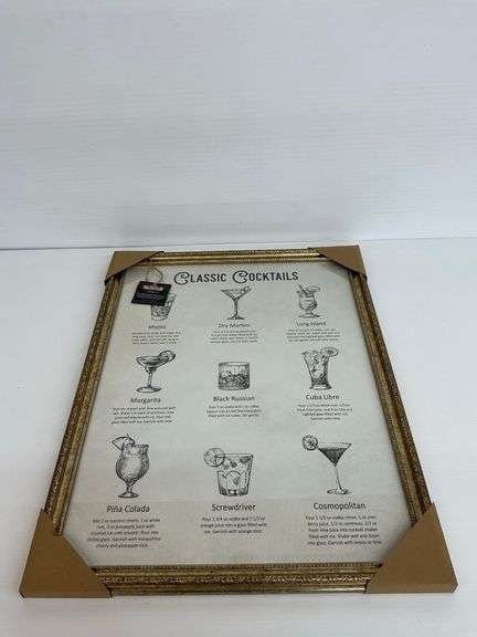 Framed Classic Cocktails Bar Necessities Wall Art image