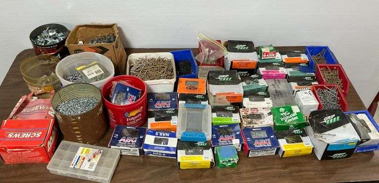 Large Assortment of Nails, Screws, and Fasteners image