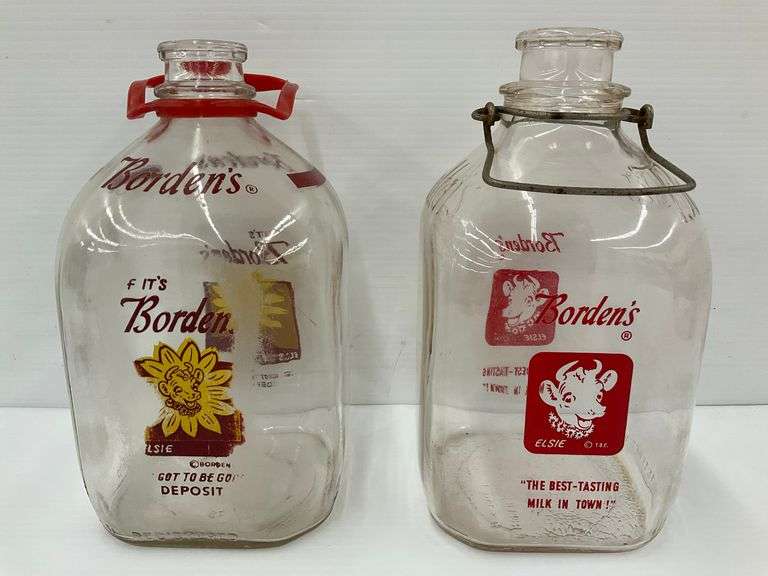 Pair of Borden's Elsie the Cow One Gallon Milk Bottles image