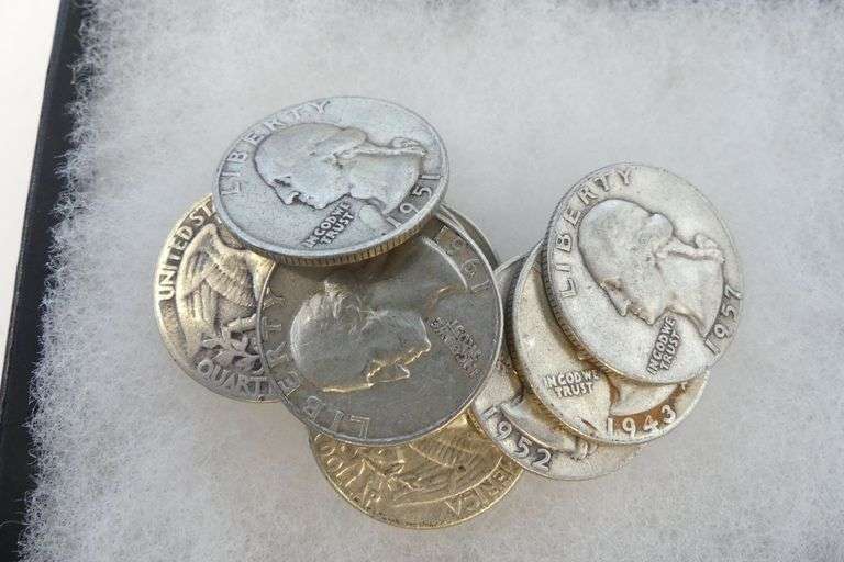 Collection of US Silver Coins - Quarters and Half Dollars image