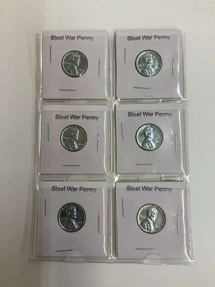 Steel War Pennies - 1943 Lincoln Cents - Lot of 6 image