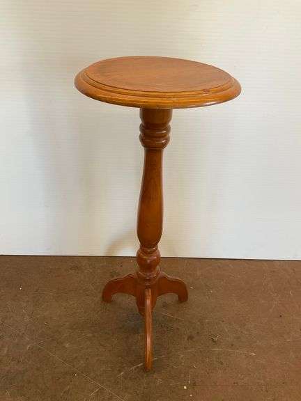 Round Wooden Pedestal Accent Table image