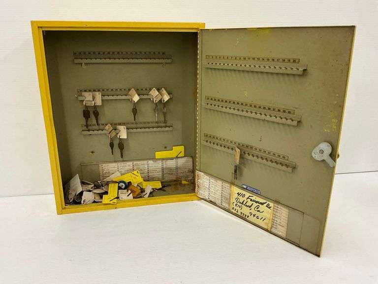Metal Yellow Key Storage Cabinet with Assorted Keys image