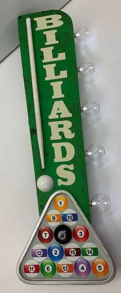 Billiards Themed Wall Sign with Lights... works image