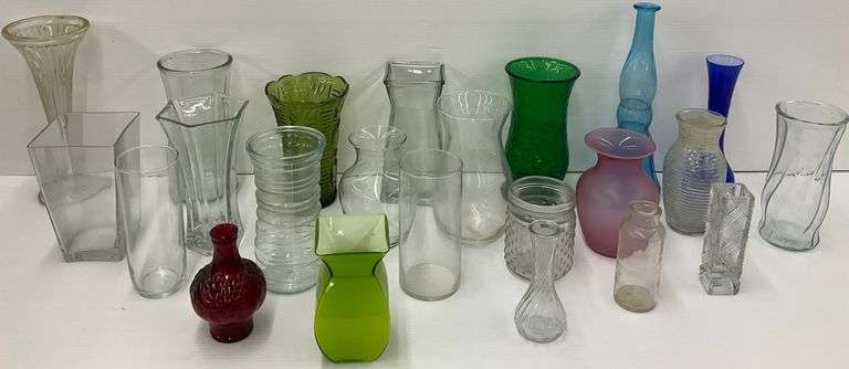 Assortment of Glass Vases in Various Shapes and Colors image