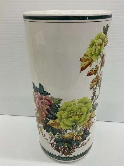 Floral Decorated Ceramic Vase with Asian Characters image
