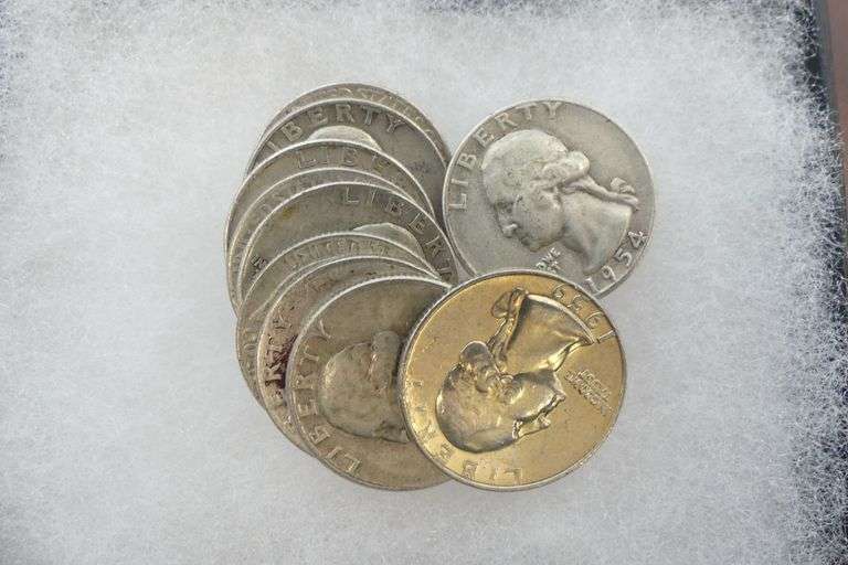 Ten Silver Washington Quarters - pre-1965 image