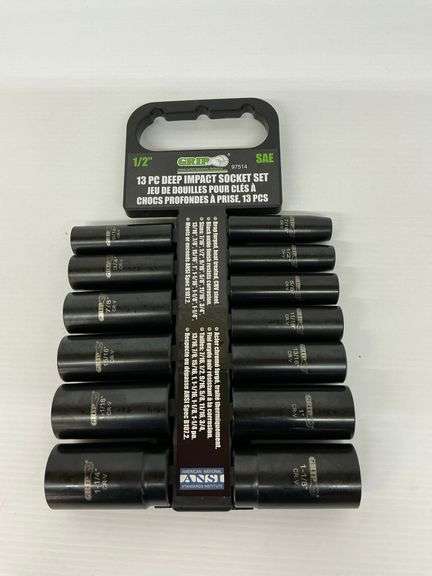 New Grip 13-Piece Deep Impact Socket Set, SAE, 1/2 inch Drive image