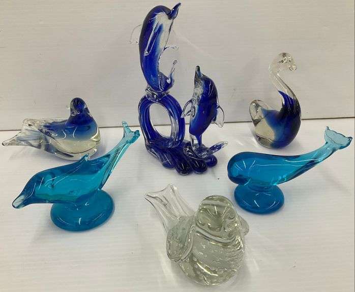 Art Glass Figures - Dolphins, Whale, Birds, and Swan image