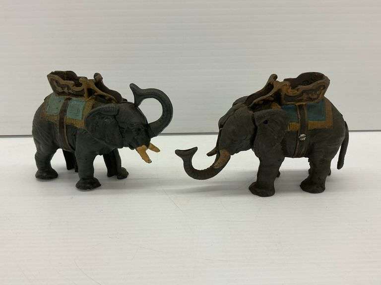 Pair of Cast Metal Elephant Mechanical Banks image