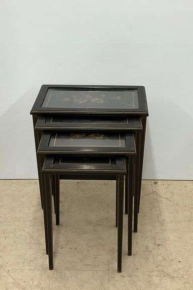 Set of Four Nesting Tables with Floral Decoration image