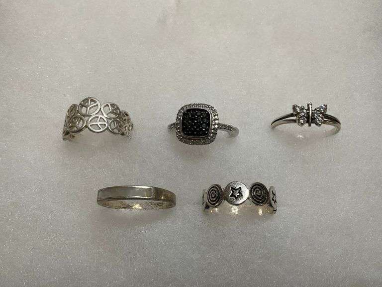 Five Sterling Silver Rings image