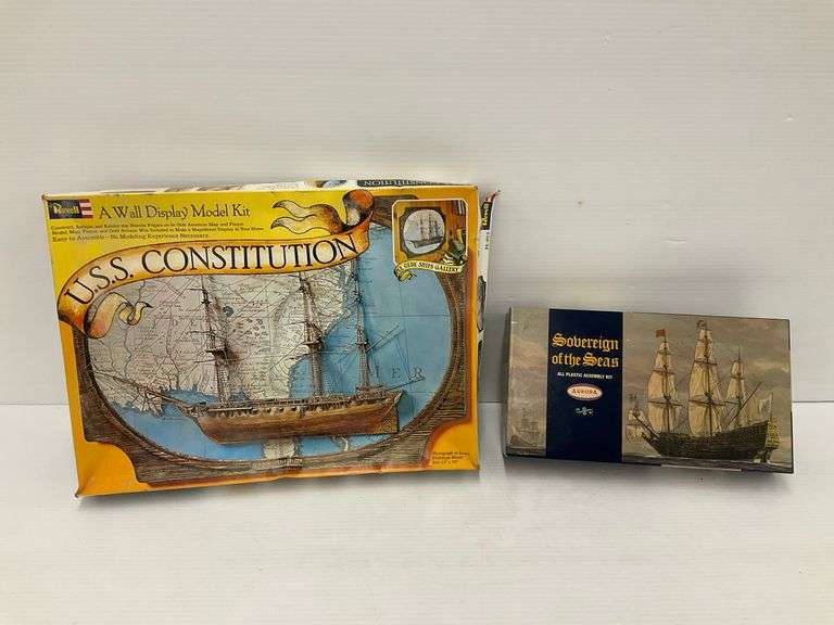 Vintage Revell USS Constitution & Aurora Sovereign of the Seas Plastic Model Kits image