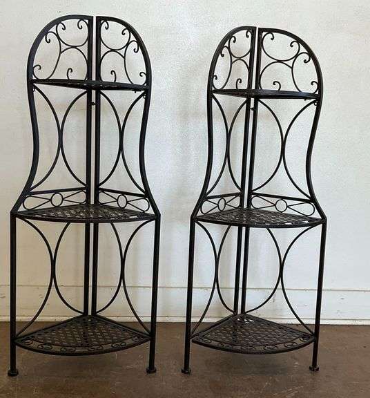 Two Wrought Iron Corner Display Shelves image