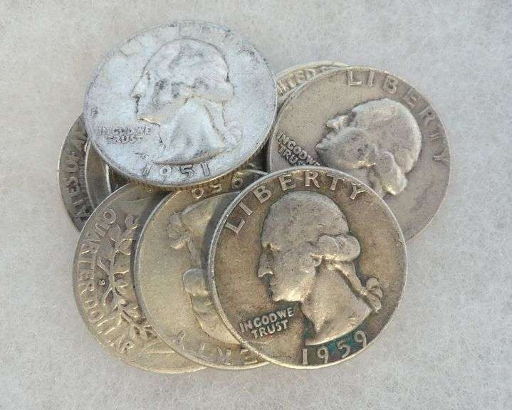 Mixed Lot of 10 Silver Washington Quarters -pre-1965 image