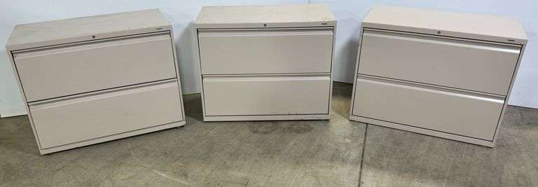Lot of Three Hon Steel Two-Drawer Lateral File Cabinets image