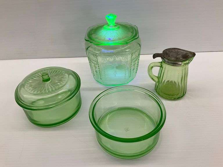 Collection of Uranium Green Depression Glass Pieces image