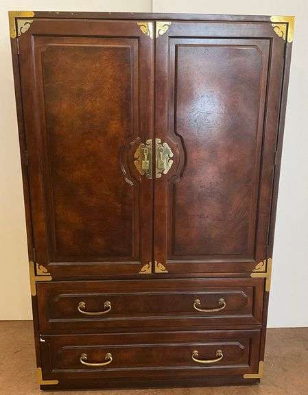 MCM Bernhardt Chin Hua Armoire with Drawers and Brass Accents...see description & photos image