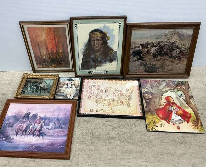 Framed Art Collection Featuring Native American Themes & More image