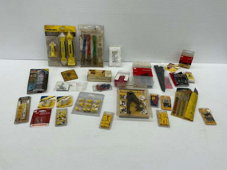 Variety Lot of Electrical Connectors, Fuses, Caulking Tools, and Hardware image