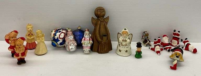 Assorted Holiday Decorations - Gurley Candles, Santa, Angels, Ornaments and More image