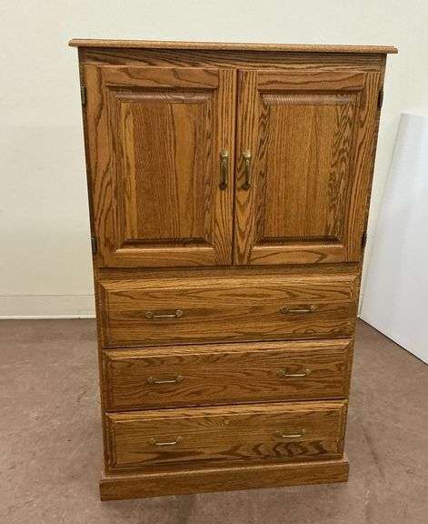Oak Wood Armoire with Lower Drawers image