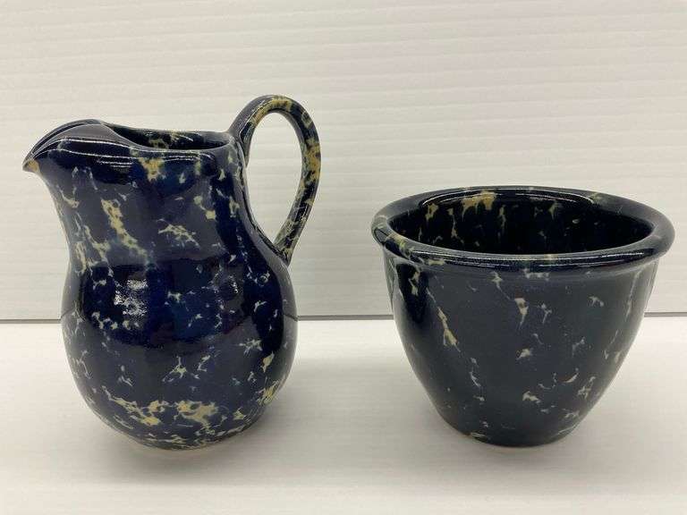 Spongeware Pitcher and Bowl Set image