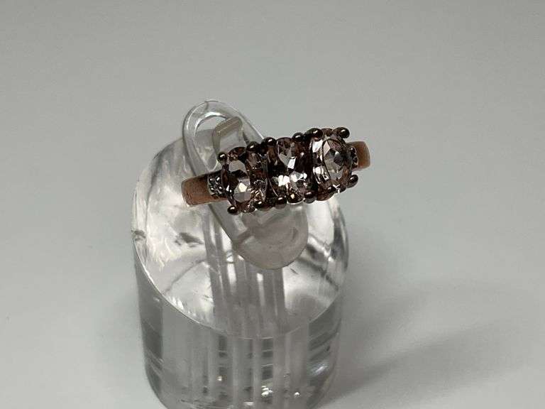 Sterling Silver Ring with Oval Cut Stones...Size 5 image