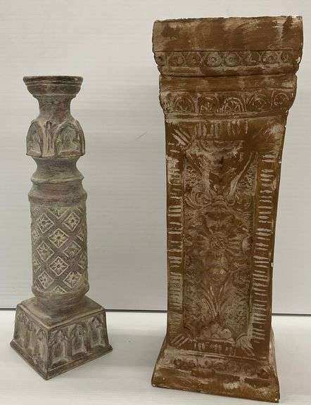 Two Carved Column Pedestals image