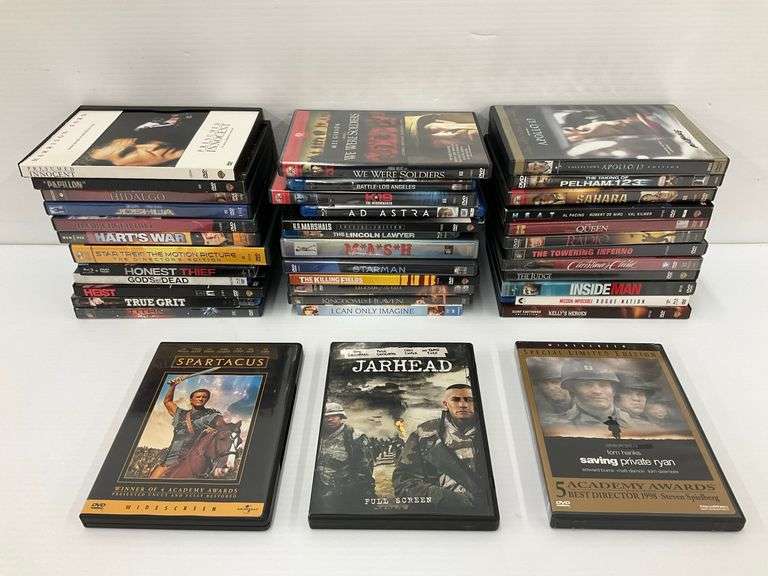 Lot of Assorted Movie DVDs - Action, Drama, War Films - Spartacus, Saving Private Ryan, Jarhead image