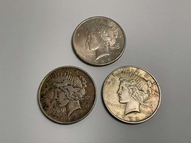 Group of Three Peace Silver Dollars image