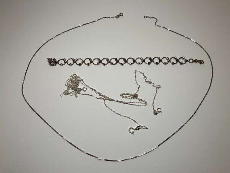 Sterling Silver Necklaces and Bracelet Lot image