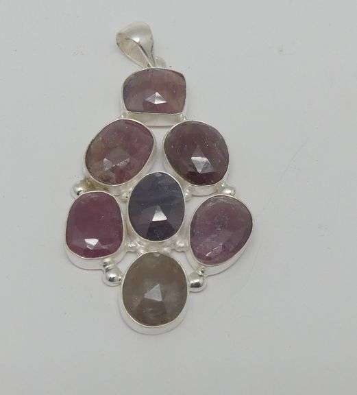 Sterling Silver Pendant with Faceted Gemstones image